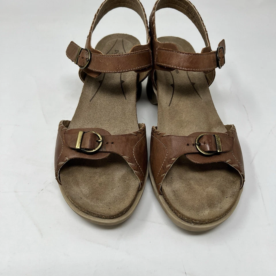 Sandalias Dromedaris con correa al tobillo punta abierta para mujer 39 8,5 cuero marrón cómodas Foto 2 de 4