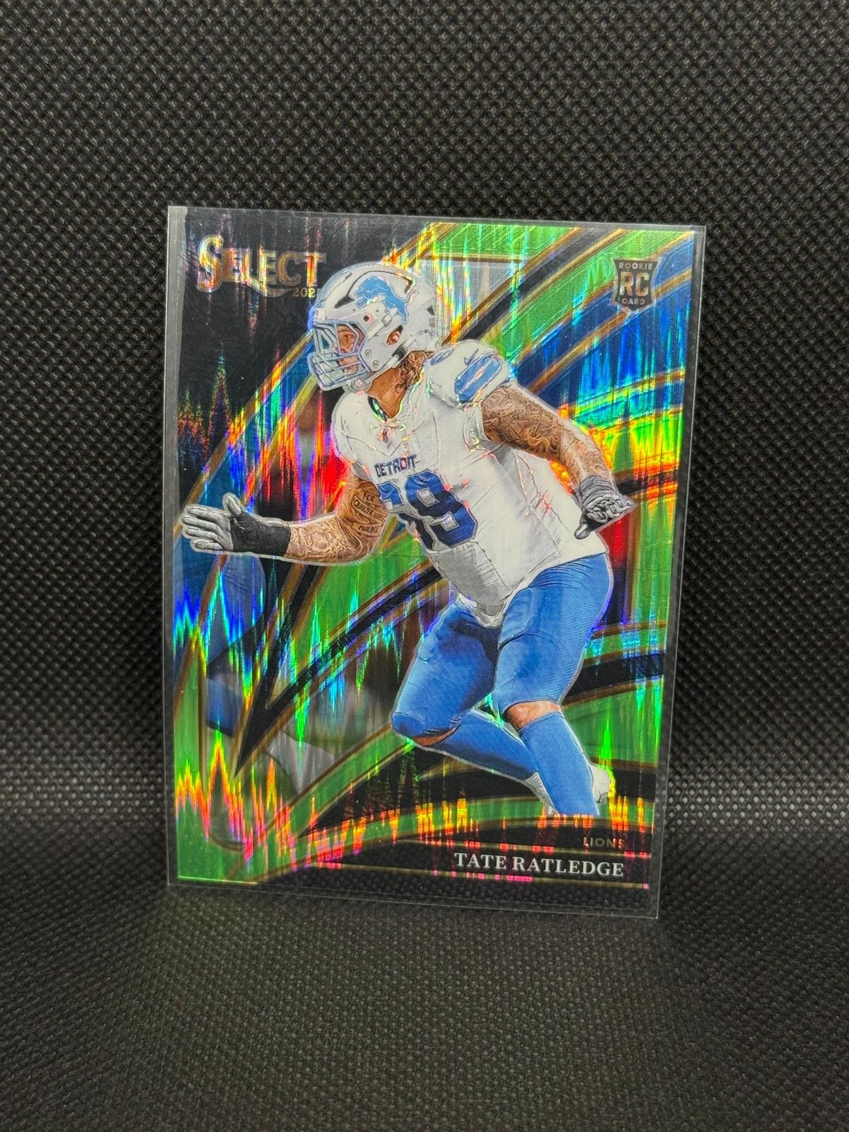 2025 Panini Select #270 Tate Ratledge Neon Green Prizm Shock #/699