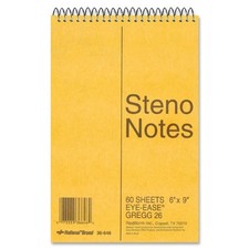 Rediform National Wirebound Steno Notebook - 60 Sheet - 16 Lb - Gregg Ruled - 6"