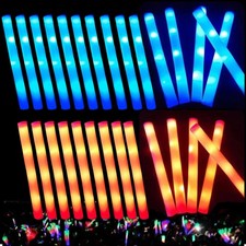 100Pcs Light Up Foam Sticks 18" LED Glow Stick for Party Orange /Blue