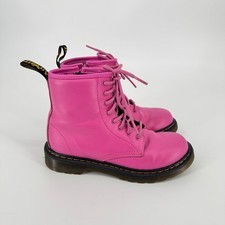 Dr. Martens Kids 1460 Delaney Hot Pink Leather Lace Up Zip Boots 25634 Size 3 US