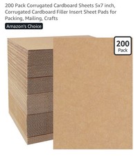 200 Pack Corrugated Cardboard Sheets for Packing  Crafts 5  x 7  Brand New
