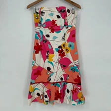 Morrell Maxie Bodycon Dress Womens 8 Multicolor Floral Off the Shoulder Back Zip