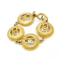 Chanel Coco Mark Round Bracelet Women Gold One Size