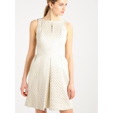 Lauren Ralph Lauren 6 Ivory Gold Metallic Jacquard Fit & Flare Semi-Formal Dress