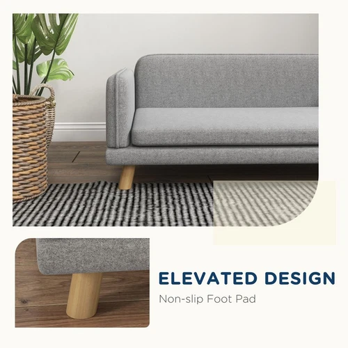 PawHut Dog Sofa Bed with Legs, Water-Resistant Fabric Grey - Picture 7 of 9