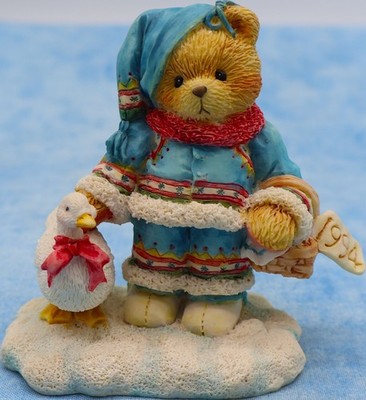 Cherished Teddies Ingrid 617237  Bundled-Up With Warm Wishes  1994 Bear w/ Goose