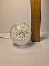 Clear Art Glass Round Ball Sphere Controlled Bubbles Paperweight 4 Inch Diameter