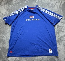Great Britain Jersey Olympic Games Shirt Blue Adidas Cotton Mens Size 2XL