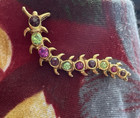 Vintage Gold Tone And Multicolored Rhinestone Centipede Pin/Brooch
