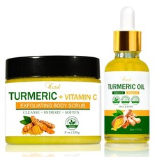 Turmeric Body Scrub Tumeric Oil Set Natural Soothing Remove Dead Skin For Bod...