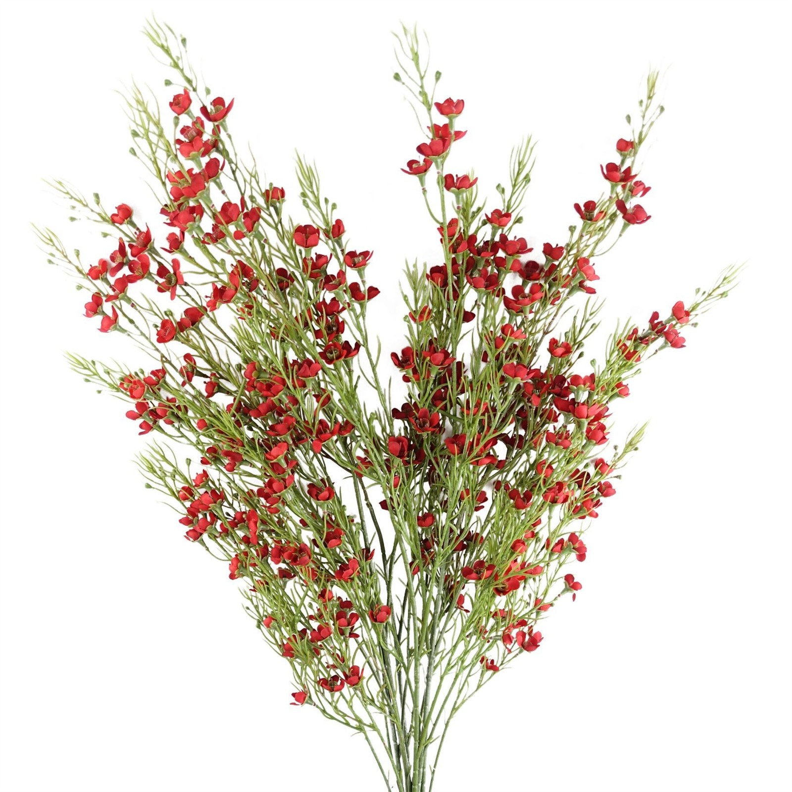 Leaf Artificial Foliage Stem with Red Flowers - 100cm - Image 2