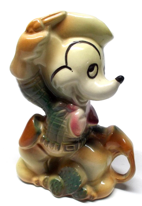 Vintage 1950`s Walt Disney Ceramic Mickey Mouse Cowboy Bank, 6 1/2", Rare