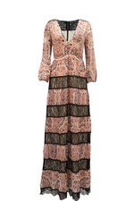 Alice + Olivia Darren Lace-Paneled Printed Maxi Dress In Polyester Wome XS
