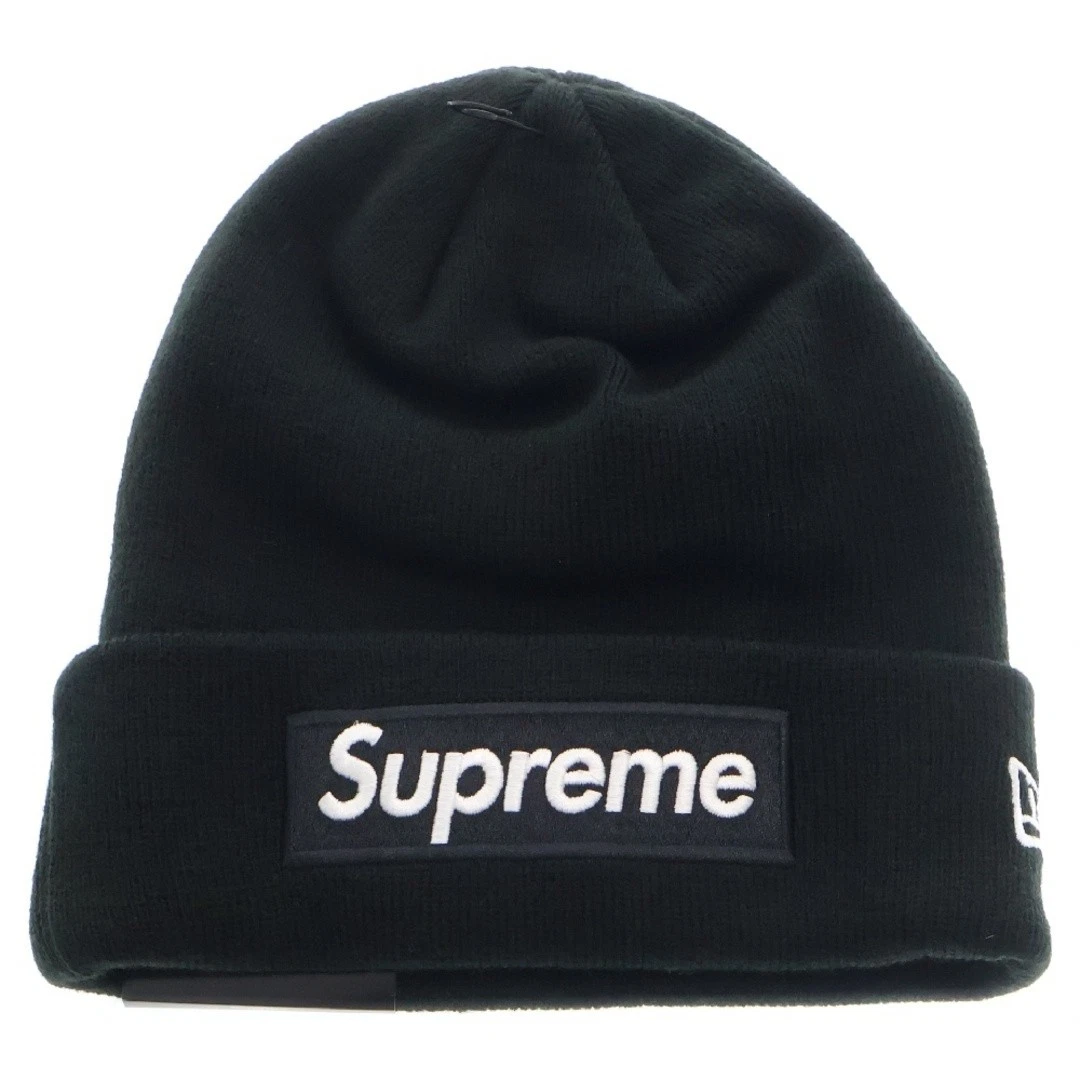 SUPREME 24AW x New Era boîte logo bonnet tricot chapeau noir d'occasion 9fb165ef353806f14