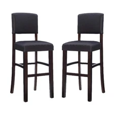 Pemberly Row 30" Wood Bar Stool in Espresso Brown - Set of 2