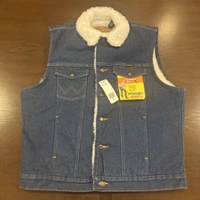 NEW Wrangler Cowboy Cut Sherpa Lined Pre-Shrunk Denim Vest Mens Large 1074131PW