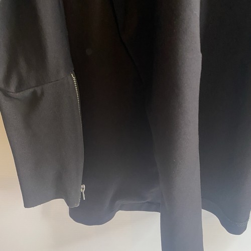 Saxony Coat Jacket Women M Black Open Hood Pockets Mid Length Relaxed Designer - Picture 8 of 16