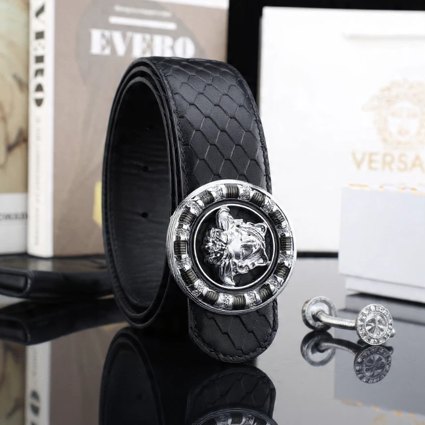 Versace black and silver Medusa belt. Size 32 $350.00 $_12.JPG?set_id=880000500F main image 2