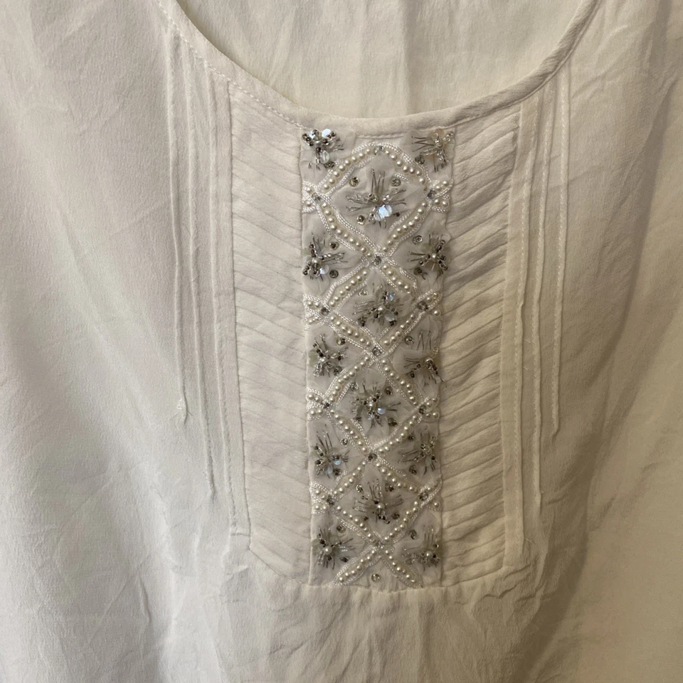 Forever New Cream Silk Top Size 8 - image 2 of 4