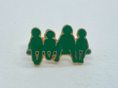 KINDER AUF BANK - GRÜNE KINDER Vintage Emaille Pin Anstecker