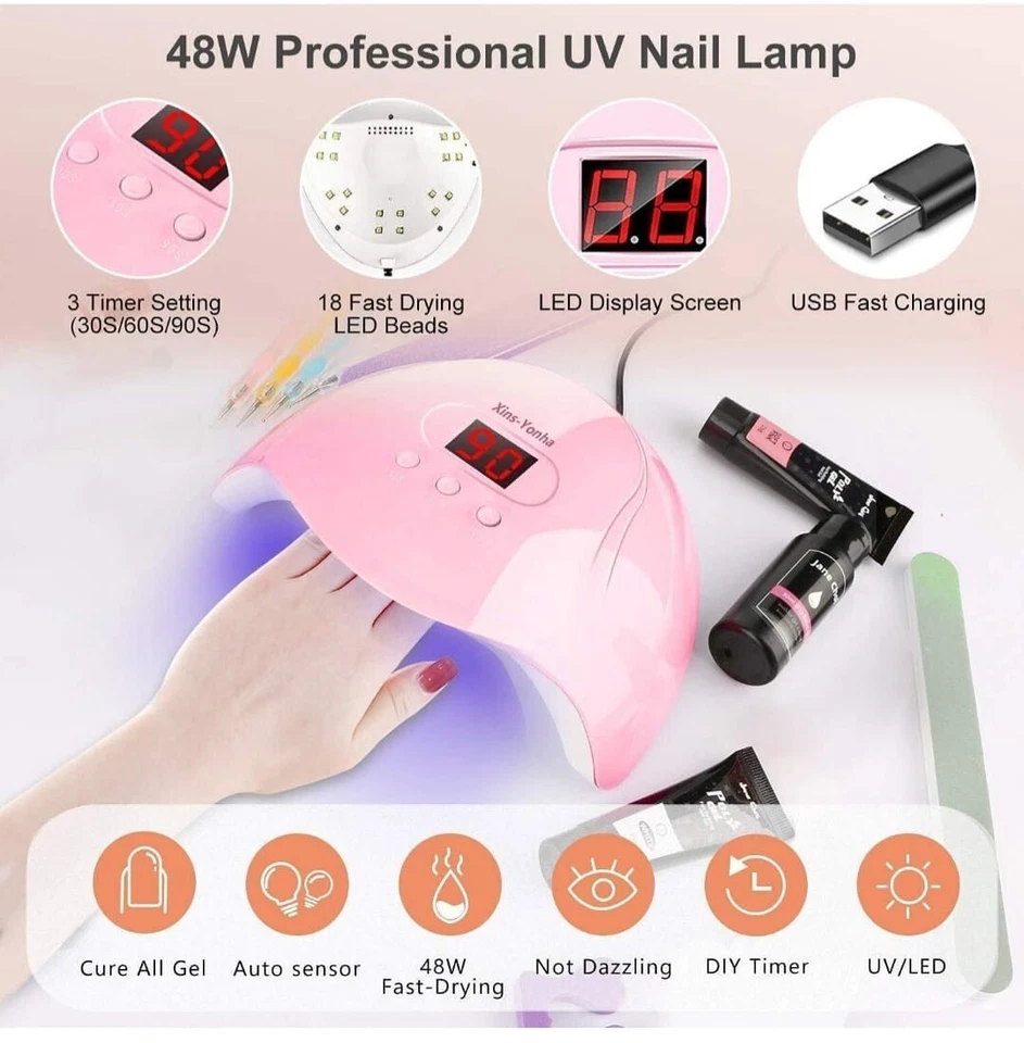 LED UV Nagelset Einsteigerset Nagelstudioset mit Fräser Lampe Starterset GEL Set - Bild 4 von 4