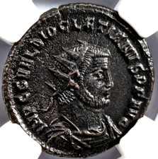 Diocletian Roman Empire AD 284-305 NGC AU Aurelianianus Soldier Spear Victory