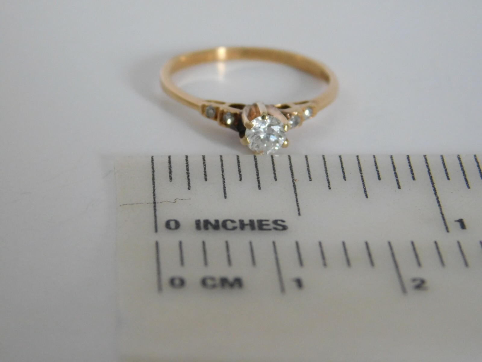 18K Solid Gold Diamond Ring ~ Solitaire with acce… - image 3