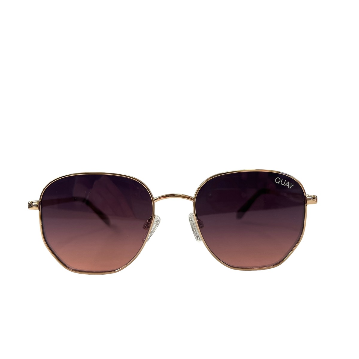 Quay Women’s big time round hexagonal gold metal rim pink lens sunglasses new BIG TIME Metal Frame Hexagon Sunglasses – Quay Australia main image 3