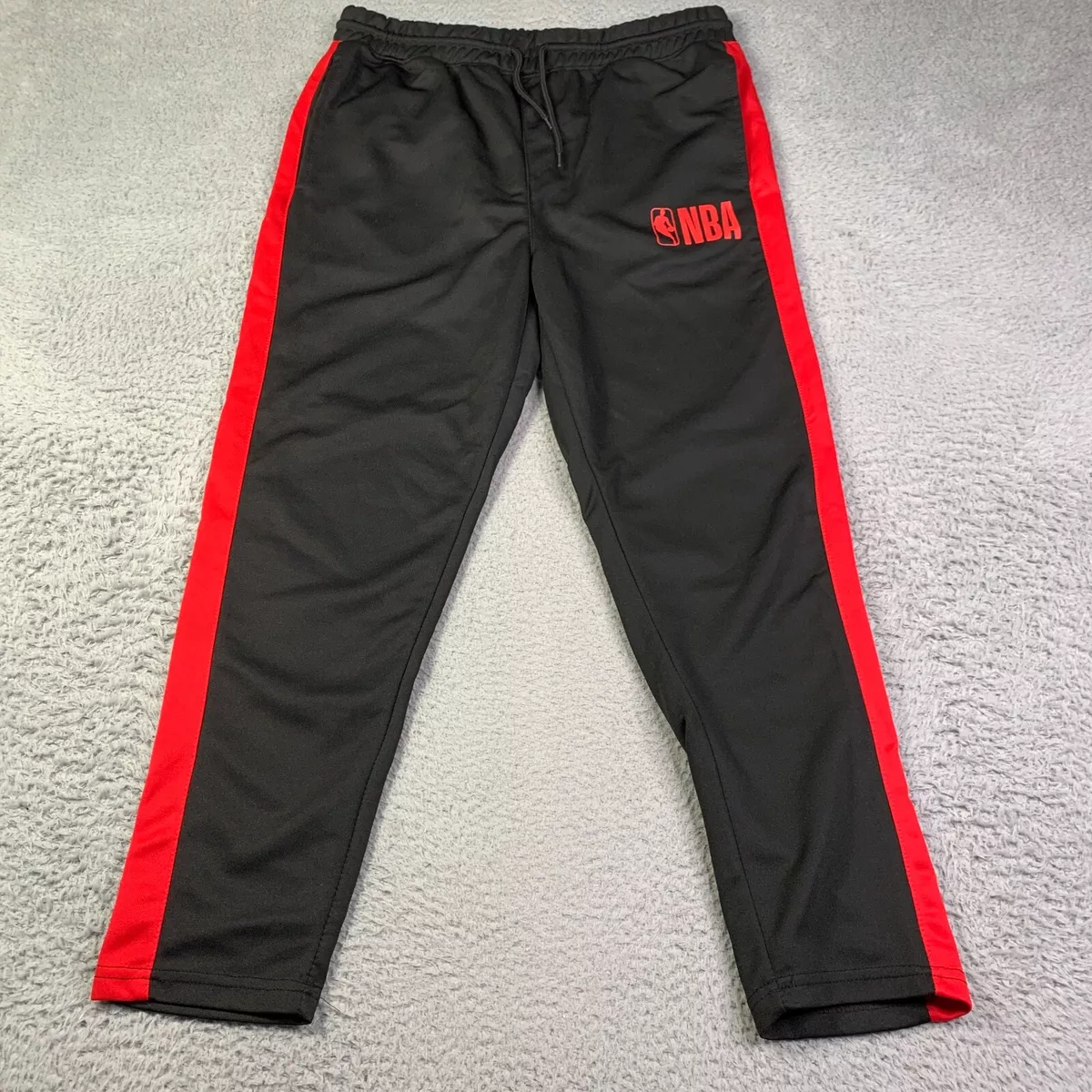 NBA Sweatpants Adult Large Black Red Logo Basketball Active Casual