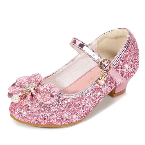 Kinder Mädchen Festliche Schuhe Absatz Glitzer Hochzeit Party Prinzessin Schuhe- - Bild 6 von 39
