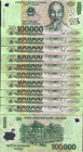 1,000,000 Vietnamese DONG Million ( 10 x 100,000 NOTE ) Vietnam Currency Lot COA