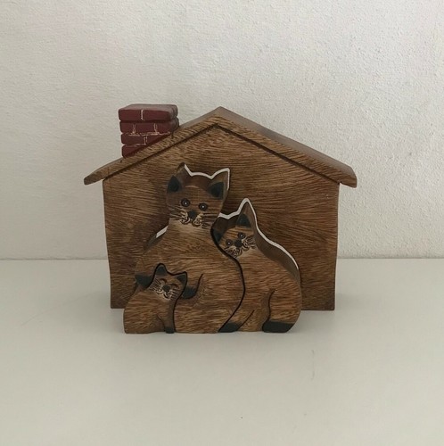 Wooden Cut out Cat House - Picture 2 of 3