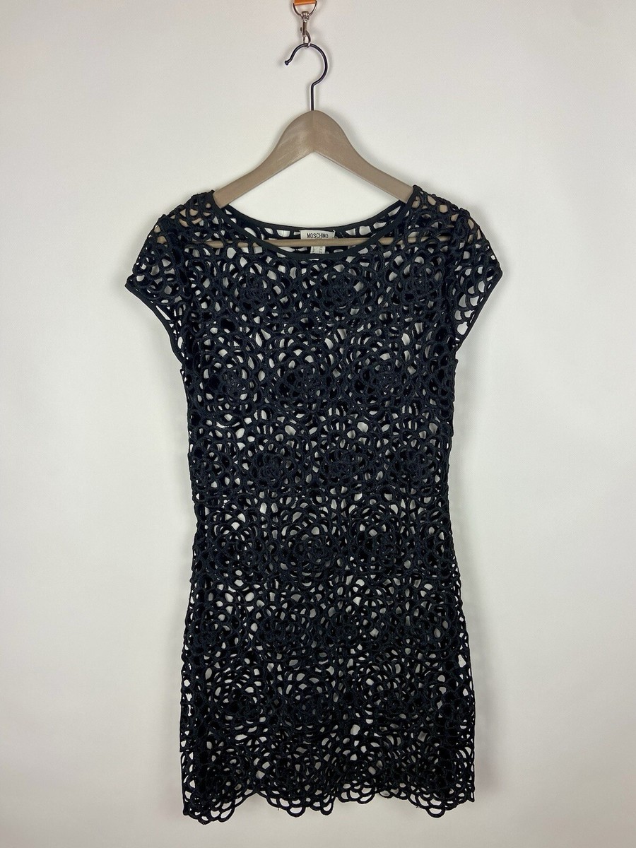 Vintage Moschino Jeans Transparent Lace Dress Sz US-4/I-38