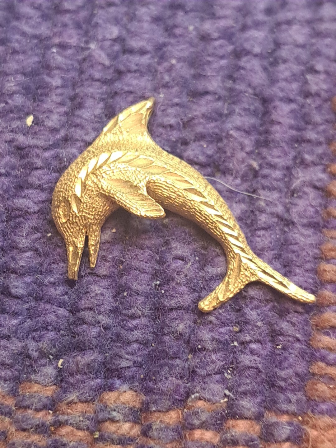 Solid 14 Karat Yellow Solid Gold Dolphin Pendant … - image 1