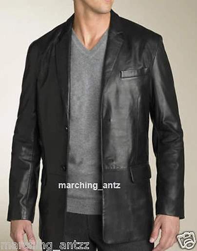 New Soft Lambskin Black Casual Genuine Leather Jacket Suit Sports Blazer 2btn