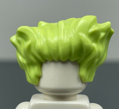 LEGO Minifigure Hair Yellowish Green Swept Back with Spikes on