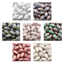 Rutkovsky 111-22202 Olive Melon Pressed Beads Czech Glass 14x8mm Size 15 Pieces