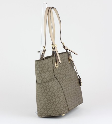 michael kors mocha mk signature pvc jet set e/w tote bag