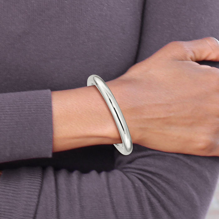 925 Sterling Silver 8mm Slip On Bangle Bracelet | eBay