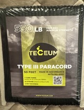 Paracord 550 lb Tactical Parachute Cord Type III Strong 50 Feet BLACK NEW