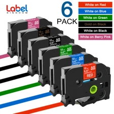 6PK TZe-231 TZe-335 Compatible Brother P-Touch Label Tape 12mm 0.47" PT-D210