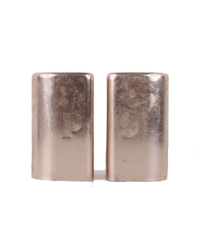 Vintage 60s Mid Century Modern MCM Aluminum Salt Pepper Shaker Set