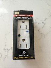 Hubbell Commercial Duplex Outlet 15A Nema 5 Surge Suppressor 5260WSAZ WHITE NEW
