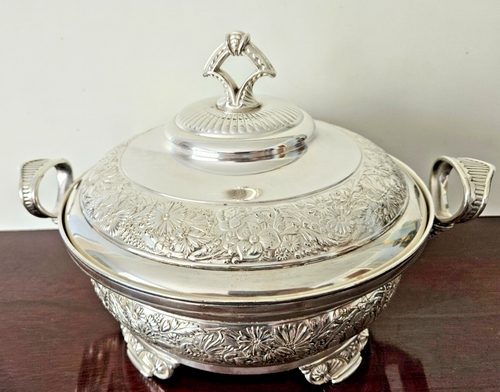 Vintage Simpson Hall Miller & Co Silver plate Serving Dish w Footed Base