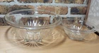 2 Federal Glass STAR PATTERN Crystal 9 1/2 in Rolled-Edge Nesting Mixing Bowls