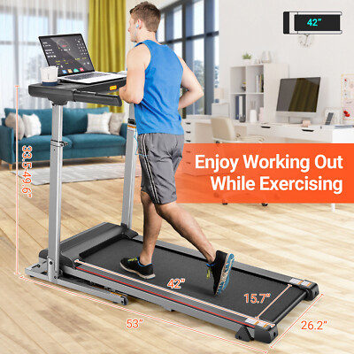 Folding Treadmill with Incline for Home/Office Adjustable Desk Running Machine 