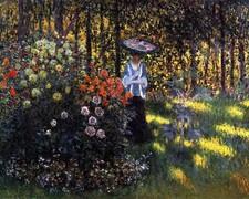 Woman with a Parasol in the Garden in Argenteuil Painting by Claude Monet 8x10"