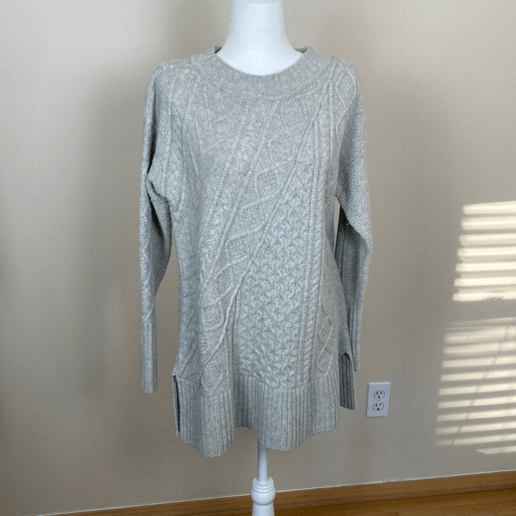 J Crew Cable Knit Patchwork Sweater Tunic Size Me… - image 1