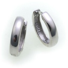 Women Earrings Hoop real White Gold 750 18 Karat Gloss 14 mm Gold New